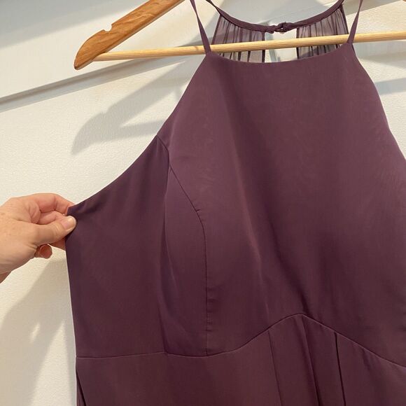 Azazie C Sarah Sangria Purple A-Line Halter Neck Chiffon Dress Bridesmaid Gown - Picture 6 of 16